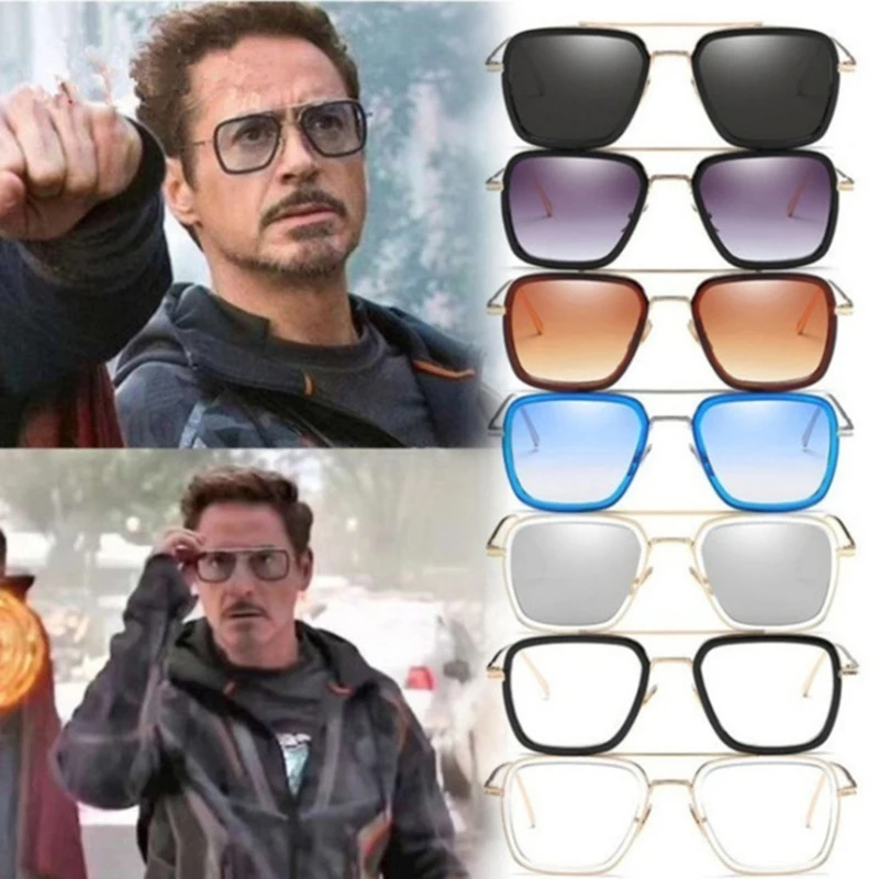 Мстители Бесконечность войны Tony Stark Железный человек супер солнцезащитные очки-звездочки для мужчин и женщин классический фирменный дизайн квадратные солнцезащитные очки для мужчин