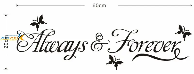 Siempre para siempre cita de la mariposa etiqueta de la pared decoración casera decoración creativa de la pared Pegatinas de vinilo de pared 8153