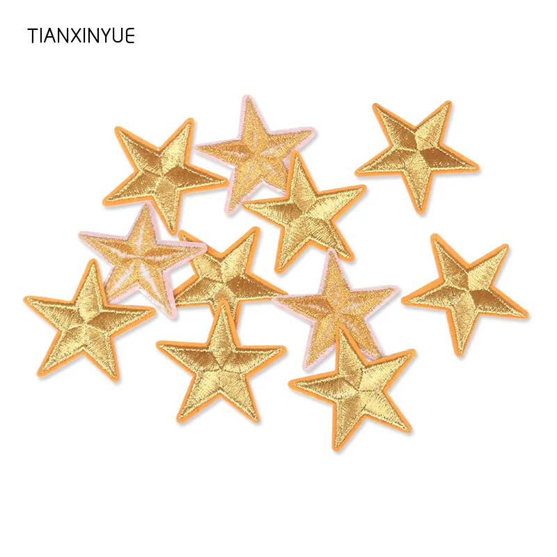 TIANXINYUE 10 шт. желтая звезда эмблемы с вышивкой железные нашивки для одежды