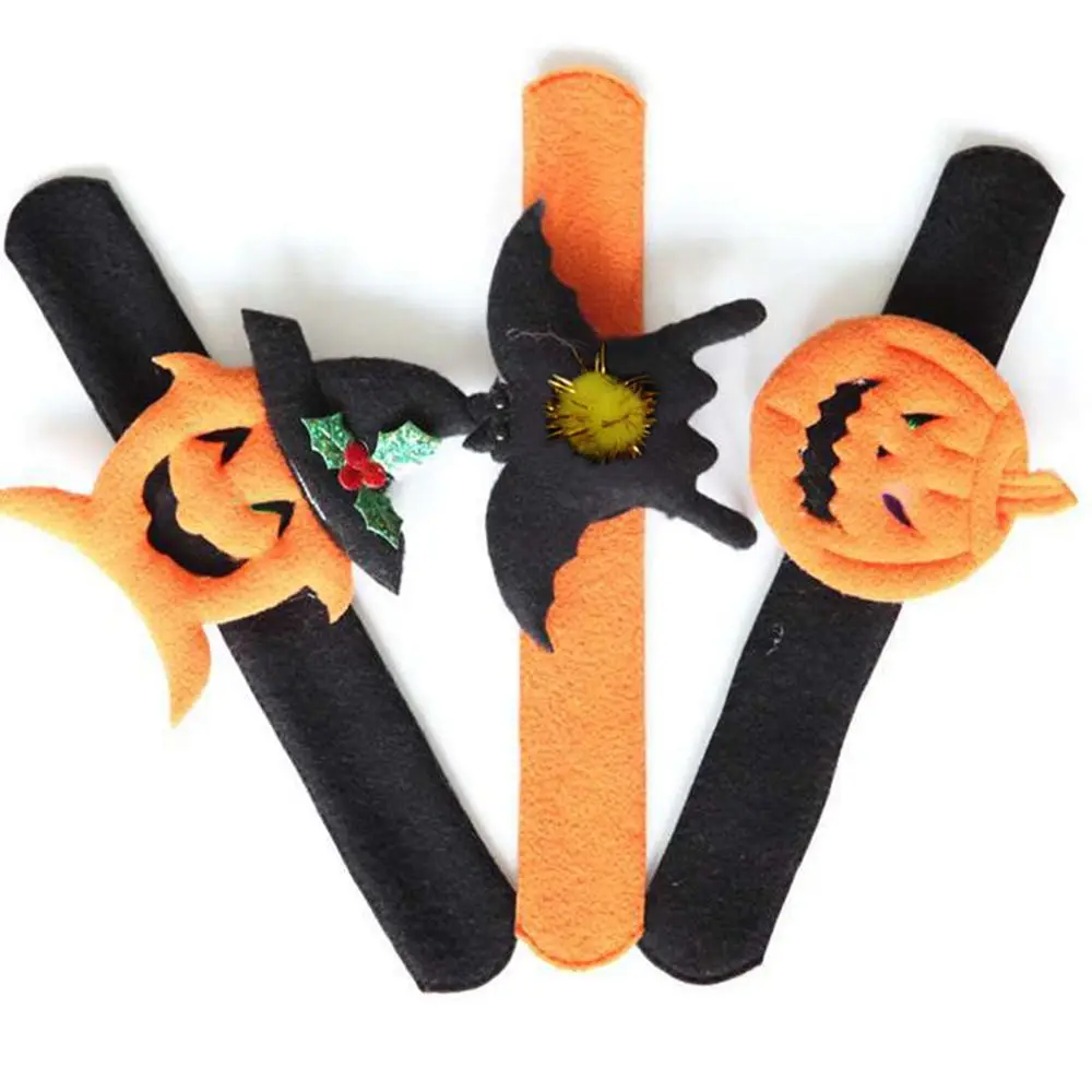 

Halloween Slap Clap Bracelet Party Decoration Bat Pumpkin Ghost Shape Series Clap Plush Pat Hand Circle Toy Bangle For Children