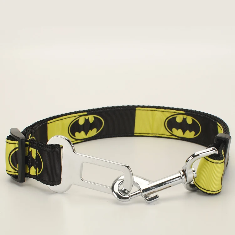 Поводок для собак, ошейник, ремень безопасности, брелок, 1 дюйм лента с рисунком Бэтмена - Цвет: safety belt 48- 75cm