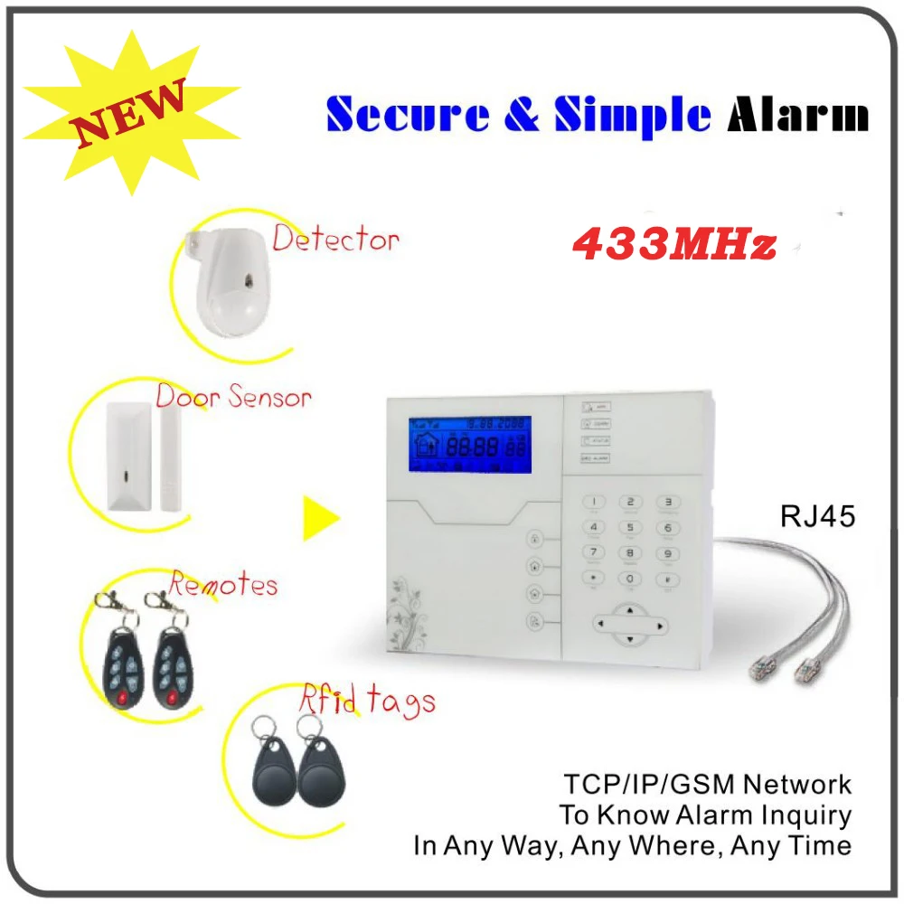 imágenes para APP de Control TCP IP GSM SMS Sistema de Alarma de la Seguridad Casera con Puerto Ethernet RJ45, Diseño de lujo de la Pantalla Táctil, alta Calidad imágenes para APP de Control TCP IP GSM SMS Sistema de Alarma de la Seguridad Casera con Puerto Ethernet RJ45, Diseño de lujo de la Pantalla Táctil, alta Calidad