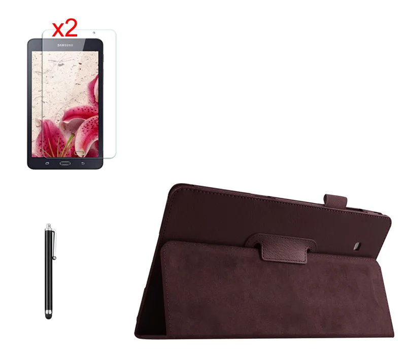 

Slim Litchi Stand PU Leather Case Cover +2x Clear Films+ Pen For Samsung Galaxy Tab A 7.0 T280 T281 T285 T280N SM-T280 SM-T285