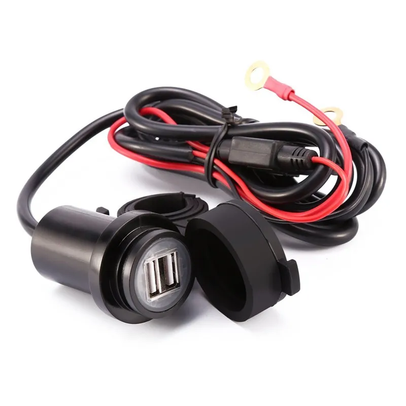 12-24V 3.1A Car Motorcycle USB Phone MP3 MP4 Waterproof Black Round LED Power Socket Adapter Charger Universal | Автомобили и