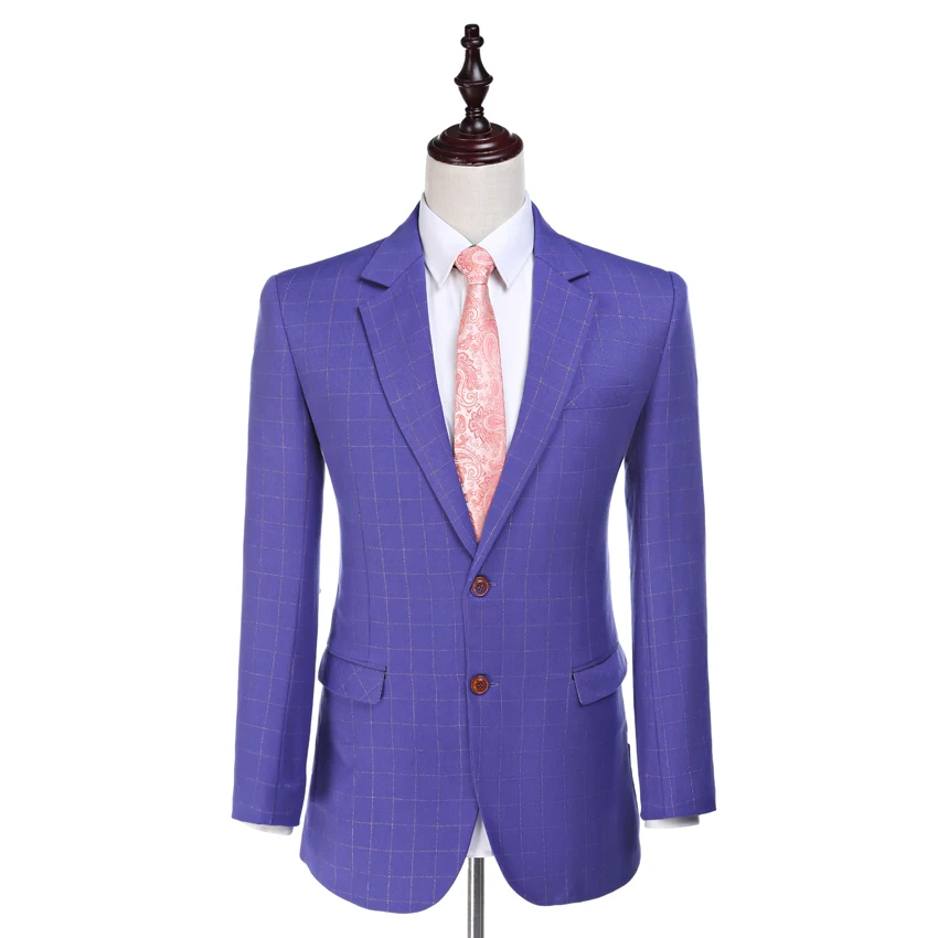 

Damier Check Jacket Notched Lapel Groom Tuxedos Worsted Wool Bleiser Masculino As Man Clothes Custom Made Suit Jacket 1 Piece