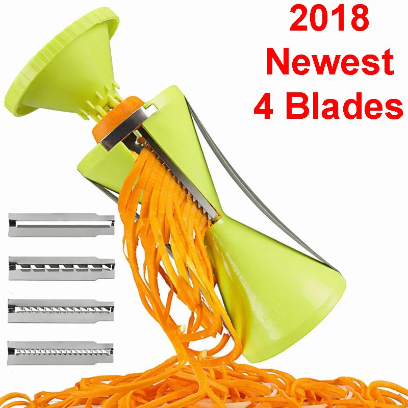 4 сменные лезвия овощей Спираль Slicer Cutter Овощной spiralizer Терка spiralizer для Морковь Огурец кабачки цуккини - изображение