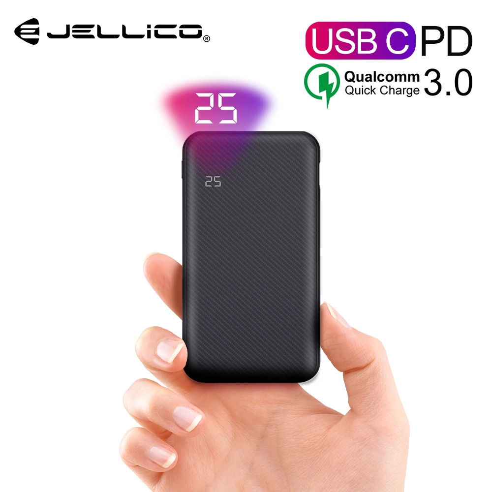 

Jellico PD + QC3.0 10000mAh Power Bank Quick Fast Charging Powerbank For iphone XS X Samsung LED Display Portable Charging