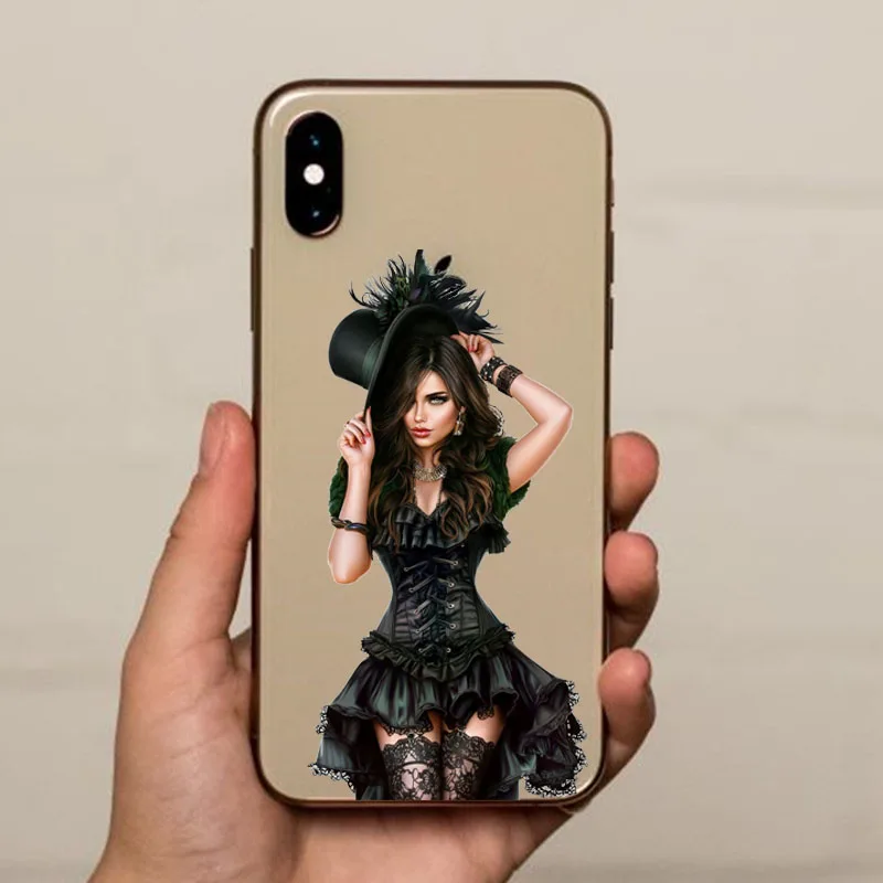 Vogue принцесса девушка мама босс чехол для телефона чехол для apple iPhone 10 X XS MAX XR 5 5S SE 6 6S 7 8 Plus коричневый черный чехол для волос - Цвет: TPU transparent