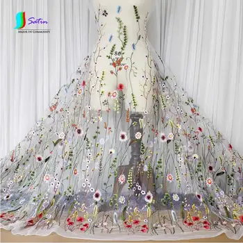 

Upscale Colorful Forest Series flower/grass Tulle Mesh Wedding Dress Fabric for Skirt Handmade Sew Decoration Fabric S0040H