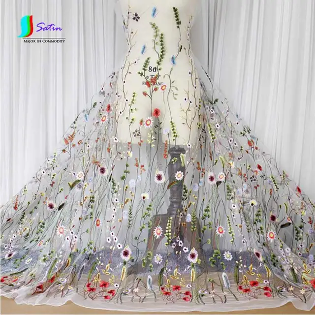 Upscale Colorful Forest Series flower/grass Tulle Mesh