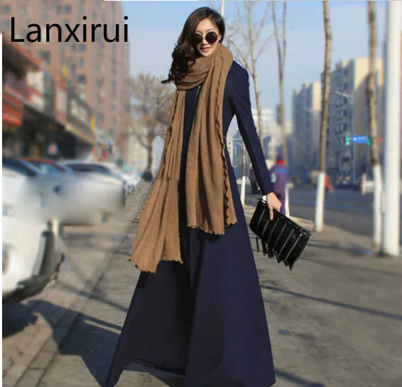 Long Trench Coat Women Plus Size 3XL European Style Wool Cashmere Fashion Women's Slim Zipper Winter Coat Multicolor