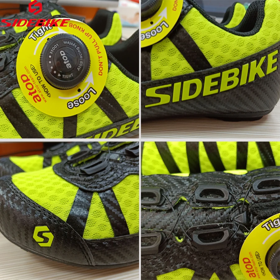 SIDEBIKE transpirable sin bloqueo ciclismo zapatos hombres mujeres antideslizantes camino bicicleta de montaña MTB zapatos con goma plana suela talla Europea 36-46