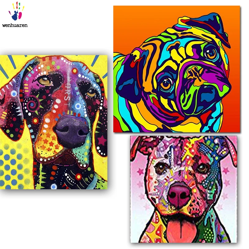 

DIY colorings pictures by numbers with colors Abstract the dog dog painting drawing painting by numbers framed Home