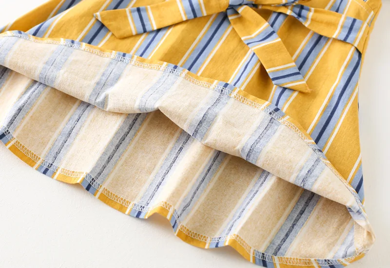 Princess dress Kids Baby Girls Summer Stitched striped bows Short sleeved dress sweet style children's clothing (18)