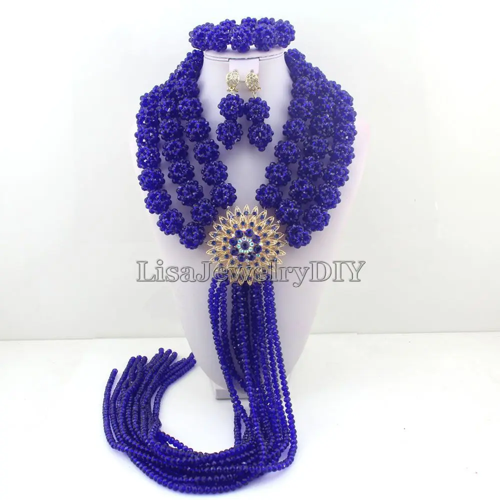 

Fashion Nigerian Wedding Bridal Indian Beads Jewelry Set African Beads Crystal Beads Balls Jewelry Sets HD3748