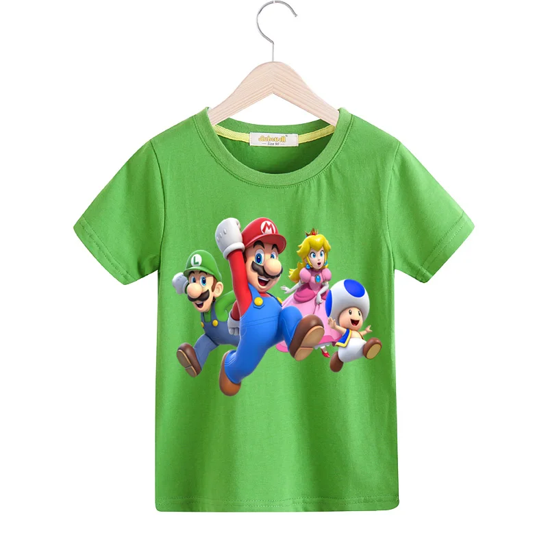 Boys Girls Child Cartoon Mario T-shirts Summer Short Sleeve Tees Top Costume Kids 100%Cotton T Shirt Baby Tshirts Clothes TX150 (8)