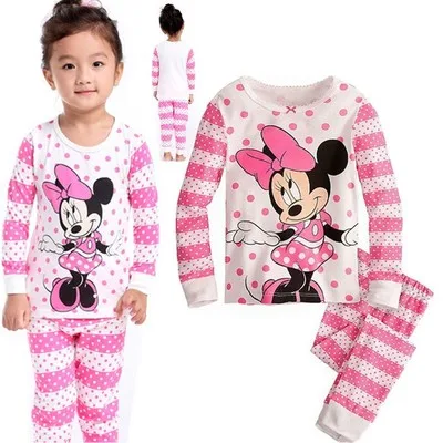 Весенне-осенний комплект одежды для детей, пижамные костюмы для маленьких мальчиков комплекты одежды для девочек, одежда для сна, пижама с рисунком из хлопка - Цвет: Picture 11