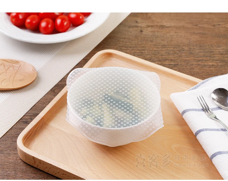 Hot Sale Food Grade Keeping Food Fresh Wrap Reusable High Stretch Silicone Food Wraps Seal Vacuum bowl Cover Stretch Lid