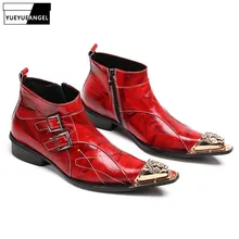 Г. новые модные стильные дизайнерские мужские байкерские ботинки из натуральной кожи на молнии сбоку мужские ботильоны с пряжкой, большие размеры