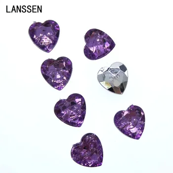 

50pcs 1/2" Purple Heart Button Acrylic Button Shiny Buttons Two Holes Sewing Button For Craft Scrapbooking 13mm