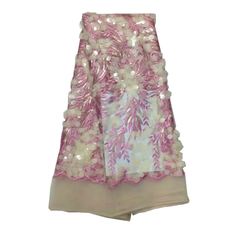 

Beautiful Embroidery African French Net Lace Fabric with 3D flower for Wedding Dress