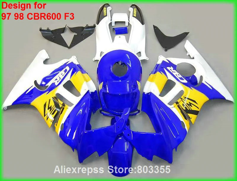 

ABS Fairings for HONDACBR 600 F3 1998 1997 97 98 ( Blue Yellow ) cbr 600 fairing kit +7gifts xl88