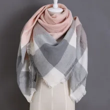 2016 Winter soft Warm Cashmere Brand Scarf Women Multifunctional Fashion Square Plaid Triangle Shawl Wrap Ring