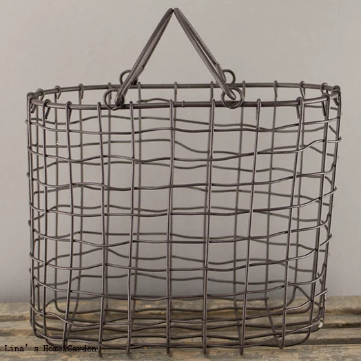 hand made small rustic decorative metal wire basketin Storage Baskets