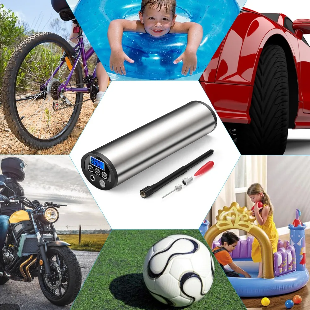 Usb зарядка надувной насос 150 фунтов/кв. дюйм ручной автомобильный воздушный насос для подзарядки с цифровым дисплеем давления в шинах для игрушечного двигателя велосипеда