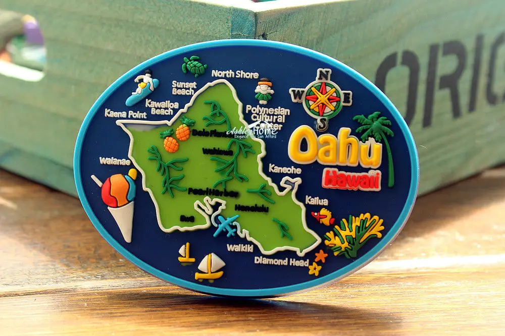 Место сбора Гавайские острова Оаху сувенир из США резиновый магнит|rubber fridge