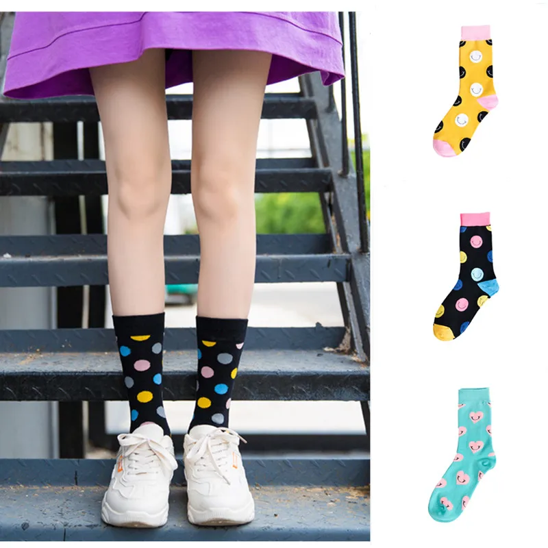

Fashion woman street style unisex smiley love socks meias Korean style female college wind happy love girl long socks