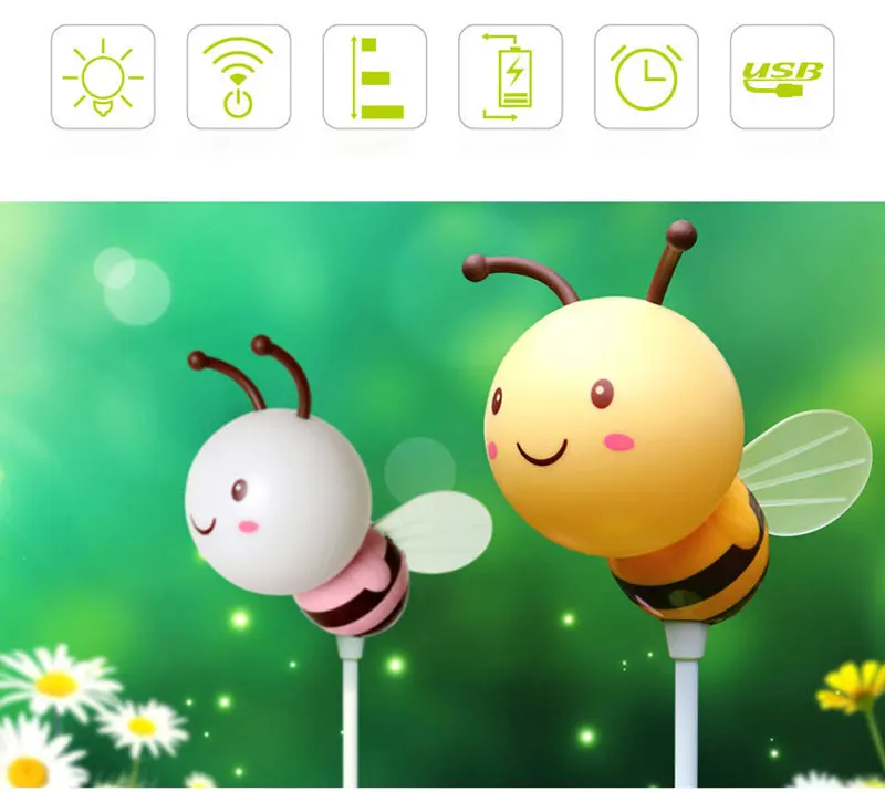 Creative USB LED Bee Night Lamp Charging Touch Dimming Table Lamp  Baby Children Sleeping Bedroom Night Light Home Decorated (2)