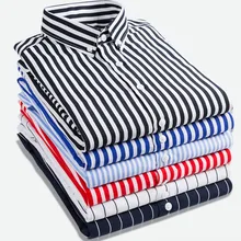 Стильная Новинка Мужская рубашка с длинным рукавом в полоску классическая посадка Удобная Повседневная Мягкая рубашка с воротником мужская повседневная рубашка Размер M-5XL