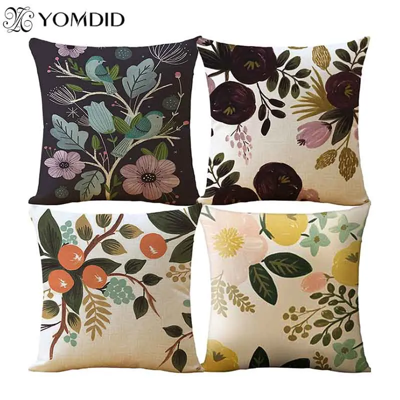 

cushion cover 45x45cm flowers pattern square printed pillow sofa waist throw home textile decorative pillow cover cushion cover