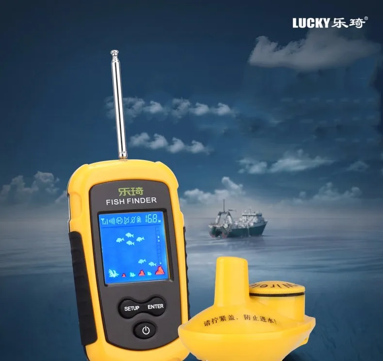 Lucky FFW1108-1 портативный беспроводной Wi-Fi рыболокатор 40 м глубина эхолот сигнализация датчик эхолот с красочным дисплеем