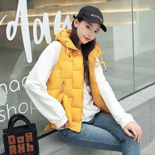 Autumn Winter New Women Vest Winter Jacket Pocket Hooded Coat Warm Casual Cotton Padded Vest female Slim Sleeveless Waistcoat цена Autumn Winter New Women Vest Winter Jacket Pocket Hooded Coat Warm Casual Cotton Padded Vest female Slim Sleeveless Waistcoat цены онлайн