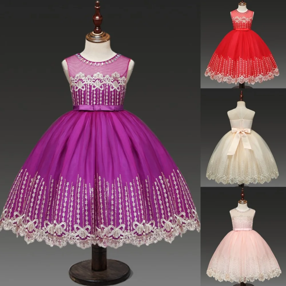 

Kids Dress for Girls Wedding Lace Long Girl Dress Elegant Princess Party Pageant Formal Gown for Teen Children