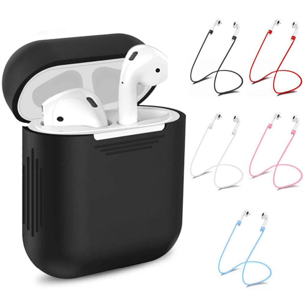 

Shockproof Silicone Case For Apple Airpods Air Pods Soft Earphone Protective Cover for iphone 7 8 Anti-Lost Headset Accessorie