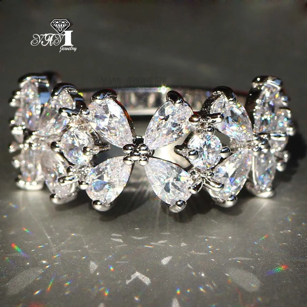 Ювелирные изделия yayi Мода Принцесса огранка 4,3 карат белый циркон серебряный цвет обручальные кольца с сердцем вечерние кольца Подарки