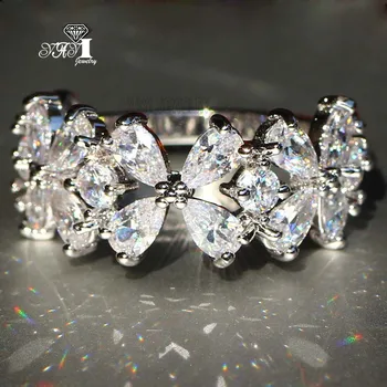 

YaYI Jewelry Fashion Princess Cut 4.3 CT White Zircon Silver Color Engagement Rings wedding Heart Rings Party Rings Gifts
