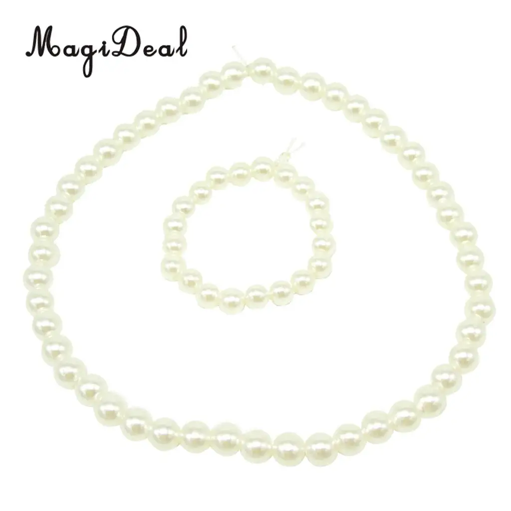 Fashion White Pearls Necklace Plastic Bracelet Jewelry Beads for 18 Inch     Doll Accessories
