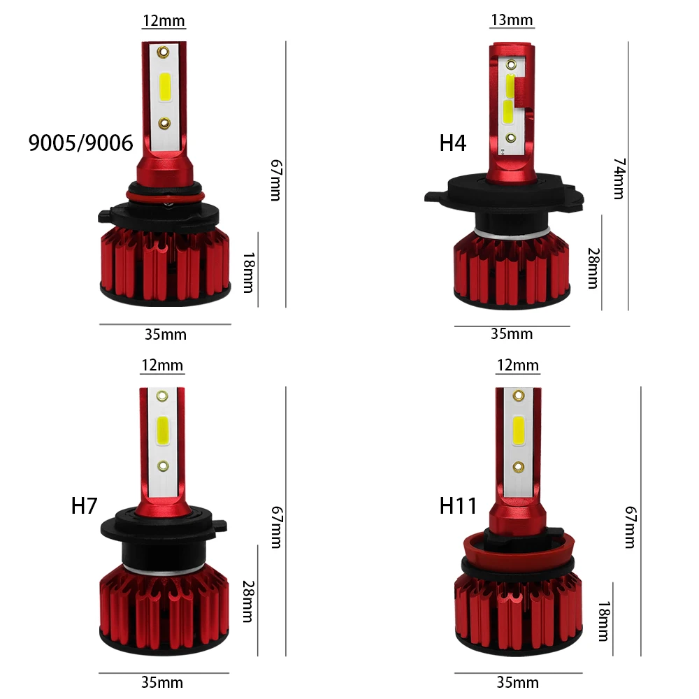 LSlight led de la linterna del coche cob bombillas h4 h7 luz h8 h11 hb3 hb4 9005 9006 turbo auto lámparas 6000 K 55 W 12 V Led lampada luces para