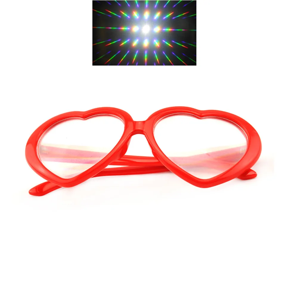 1 шт. красные дифракционные решетки в форме сердца, вечерние очки, пластиковые, орбитальный светильник, шоу фейерверк, рефракция EDM, лазерные очки - Цвет: Clear Lens