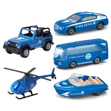 

1:72 Metal Police Car Model Toys Mini Alloy Car SUV Helicopter Speedboat Boat Bus Vehicle for Kids Boys Toy