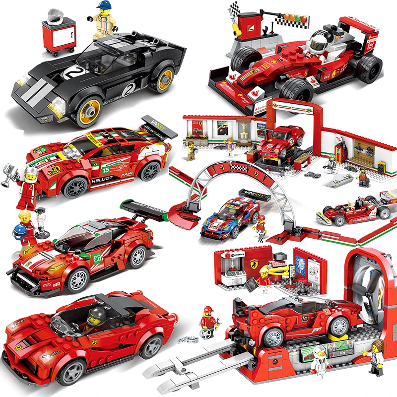 

City Super Racers compatible Legoed garage Speed Champions sports race track Racing Car Building Blocks Bricks Kits Kids Toys