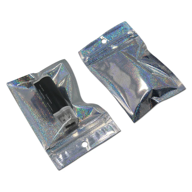 7.5*12cm, 200pcs/lot, Clear + Glittery Silver Plastic Packaging bag