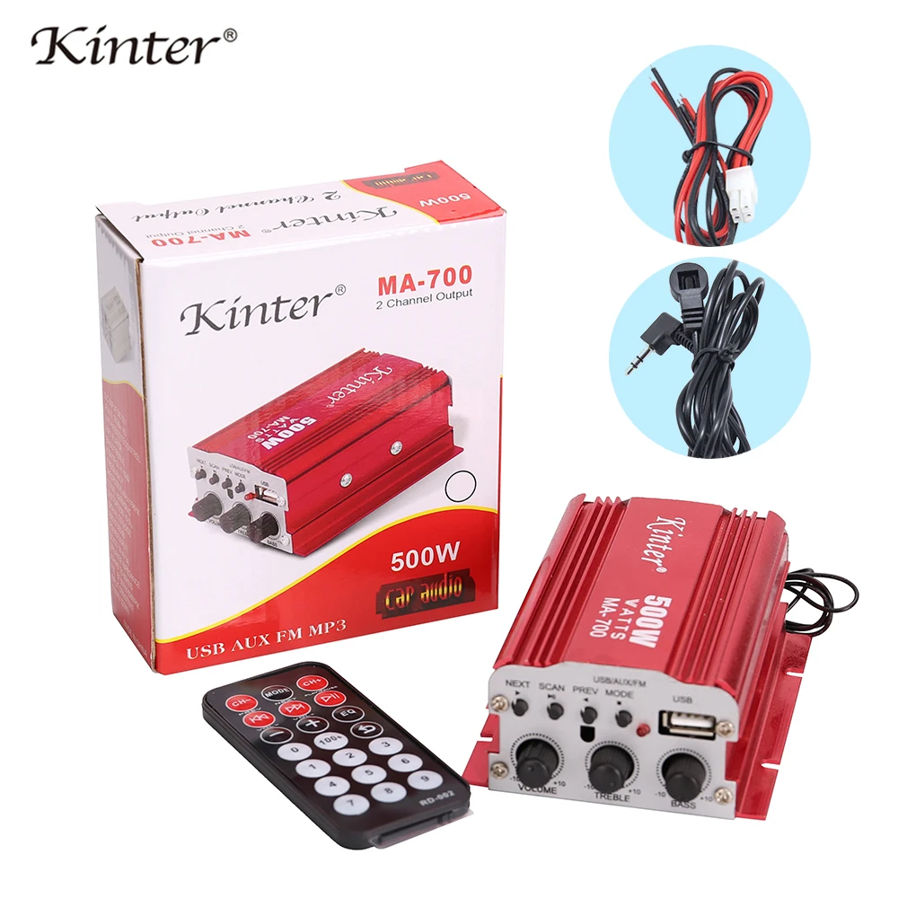 Kinter MA-700 мини-усилитель аудио 2.0CH DC12V Поддержка USB вход FM радио Воспроизведение стерео звук поставка дистанционное управление