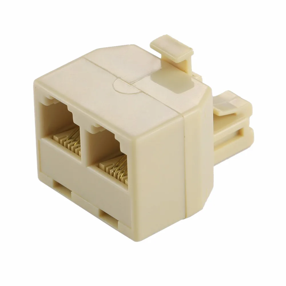 RJ11 Dual Ports Desktop Telephone Extension Cable Extender Connector
