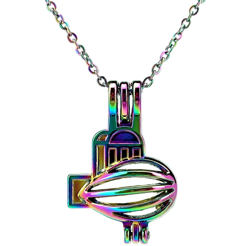 

C906 Rainbow Color Submarine Toy Model Bead Pearl Cage Necklace Pendant Aroma Essential Oil Diffuser Fun Gift