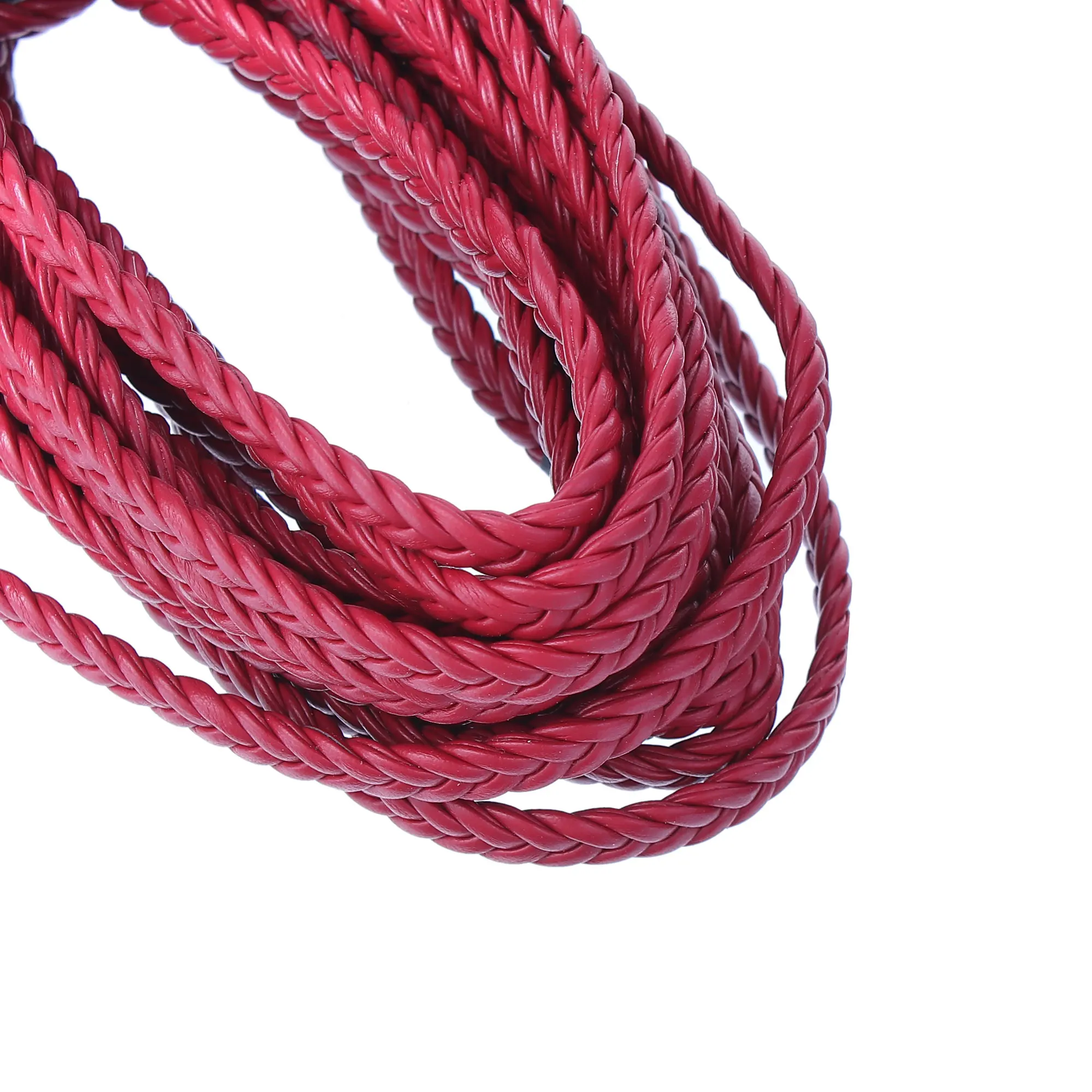 PU Leather Jewelry Braided Cord Red 8mm( 3/8"), 1 Roll (Approx 5 M/Roll